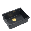 Quadron LOGAN 100 GraniteQ zlewozmywak black diamond 56x45x21,5 cm 1-komorowy podwieszany z syfonem manualnym złoty HQJ6045U8PVDG1U